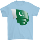 Curled Pakistan Flag Pakistani Day Football Mens T-Shirt 100% Cotton Light Blue
