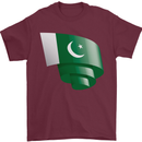 Curled Pakistan Flag Pakistani Day Football Mens T-Shirt 100% Cotton Maroon
