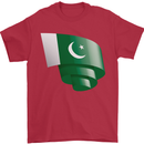 Curled Pakistan Flag Pakistani Day Football Mens T-Shirt 100% Cotton Red