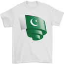 Curled Pakistan Flag Pakistani Day Football Mens T-Shirt 100% Cotton White