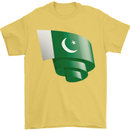 Curled Pakistan Flag Pakistani Day Football Mens T-Shirt 100% Cotton Yellow