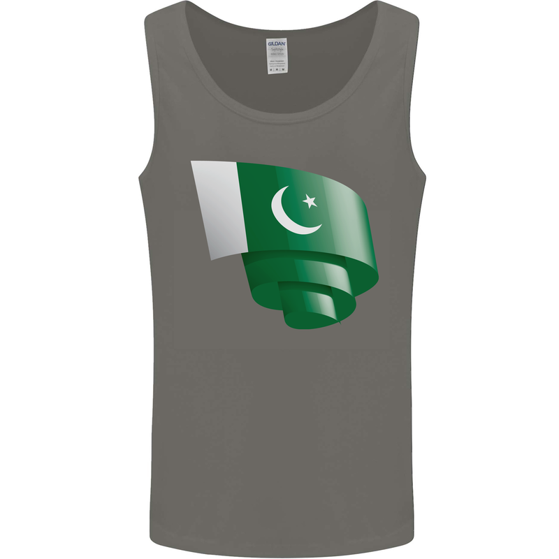 Curled Pakistan Flag Pakistani Day Football Mens Vest Tank Top Charcoal