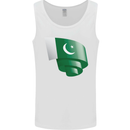 Curled Pakistan Flag Pakistani Day Football Mens Vest Tank Top White