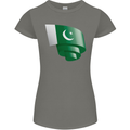 Curled Pakistan Flag Pakistani Day Football Womens Petite Cut T-Shirt Charcoal