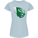Curled Pakistan Flag Pakistani Day Football Womens Petite Cut T-Shirt Light Blue
