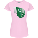 Curled Pakistan Flag Pakistani Day Football Womens Petite Cut T-Shirt Light Pink