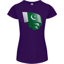 Curled Pakistan Flag Pakistani Day Football Womens Petite Cut T-Shirt Purple