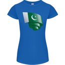 Curled Pakistan Flag Pakistani Day Football Womens Petite Cut T-Shirt Royal Blue