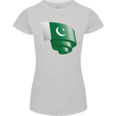 Curled Pakistan Flag Pakistani Day Football Womens Petite Cut T-Shirt Sports Grey