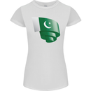 Curled Pakistan Flag Pakistani Day Football Womens Petite Cut T-Shirt White