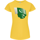 Curled Pakistan Flag Pakistani Day Football Womens Petite Cut T-Shirt Yellow