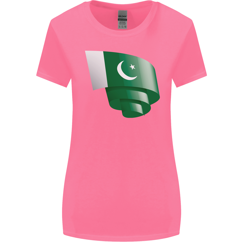 Curled Pakistan Flag Pakistani Day Football Womens Wider Cut T-Shirt Azalea