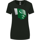 Curled Pakistan Flag Pakistani Day Football Womens Wider Cut T-Shirt Black