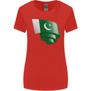 Curled Pakistan Flag Pakistani Day Football Womens Wider Cut T-Shirt Red