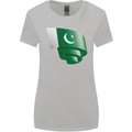 Curled Pakistan Flag Pakistani Day Football Womens Wider Cut T-Shirt Sports Grey