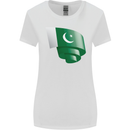 Curled Pakistan Flag Pakistani Day Football Womens Wider Cut T-Shirt White