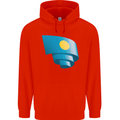 Curled Palau Flag Palauan Day Football Childrens Kids Hoodie Bright Red