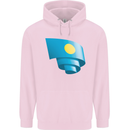 Curled Palau Flag Palauan Day Football Childrens Kids Hoodie Light Pink