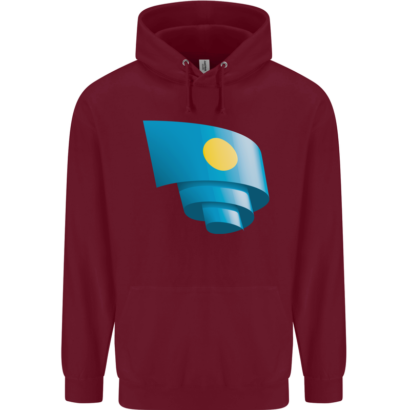 Curled Palau Flag Palauan Day Football Childrens Kids Hoodie Maroon