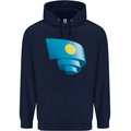 Curled Palau Flag Palauan Day Football Childrens Kids Hoodie Navy Blue