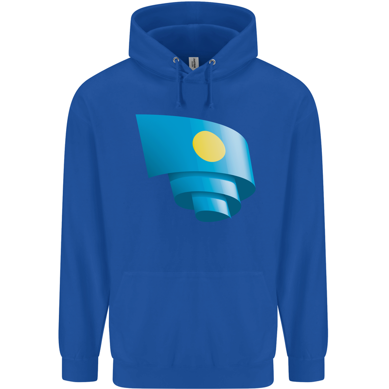 Curled Palau Flag Palauan Day Football Childrens Kids Hoodie Royal Blue