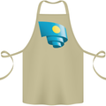 Curled Palau Flag Palauan Day Football Cotton Apron 100% Organic Khaki
