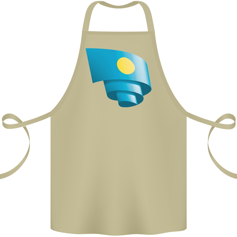 Curled Palau Flag Palauan Day Football Cotton Apron 100% Organic Khaki