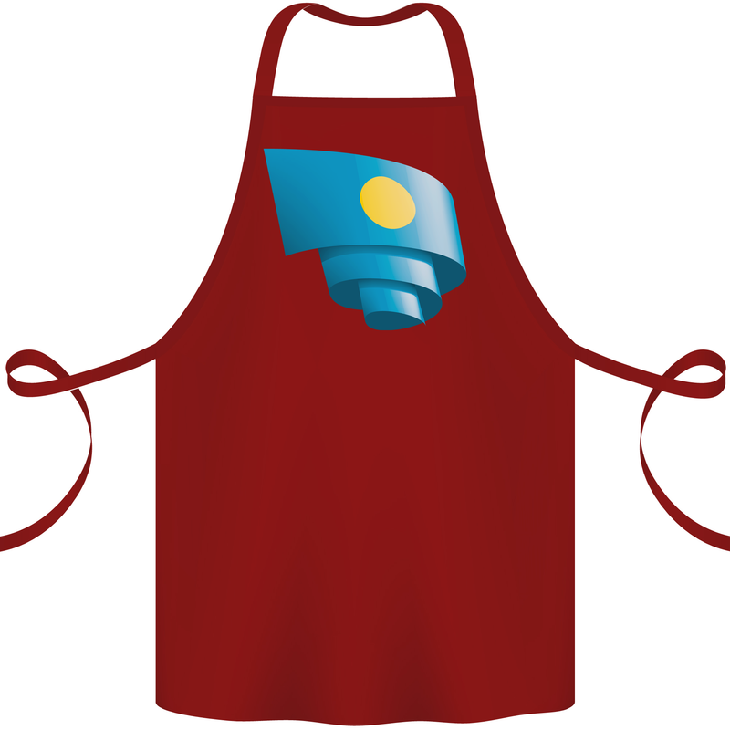 Curled Palau Flag Palauan Day Football Cotton Apron 100% Organic Maroon