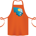 Curled Palau Flag Palauan Day Football Cotton Apron 100% Organic Orange