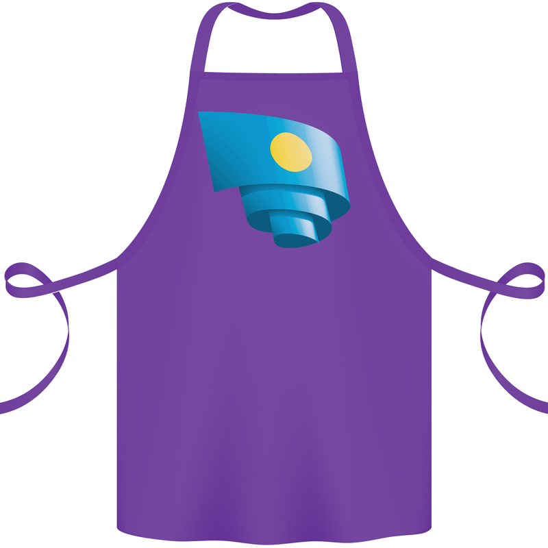Curled Palau Flag Palauan Day Football Cotton Apron 100% Organic Purple