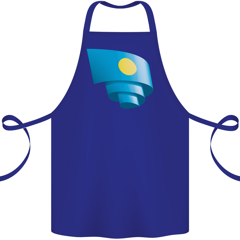 Curled Palau Flag Palauan Day Football Cotton Apron 100% Organic Royal Blue