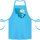 Curled Palau Flag Palauan Day Football Cotton Apron 100% Organic Turquoise