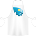 Curled Palau Flag Palauan Day Football Cotton Apron 100% Organic White