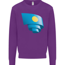 Curled Palau Flag Palauan Day Football Kids Sweatshirt Jumper Purple