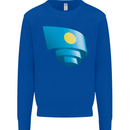 Curled Palau Flag Palauan Day Football Kids Sweatshirt Jumper Royal Blue