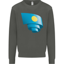 Curled Palau Flag Palauan Day Football Kids Sweatshirt Jumper Storm Grey