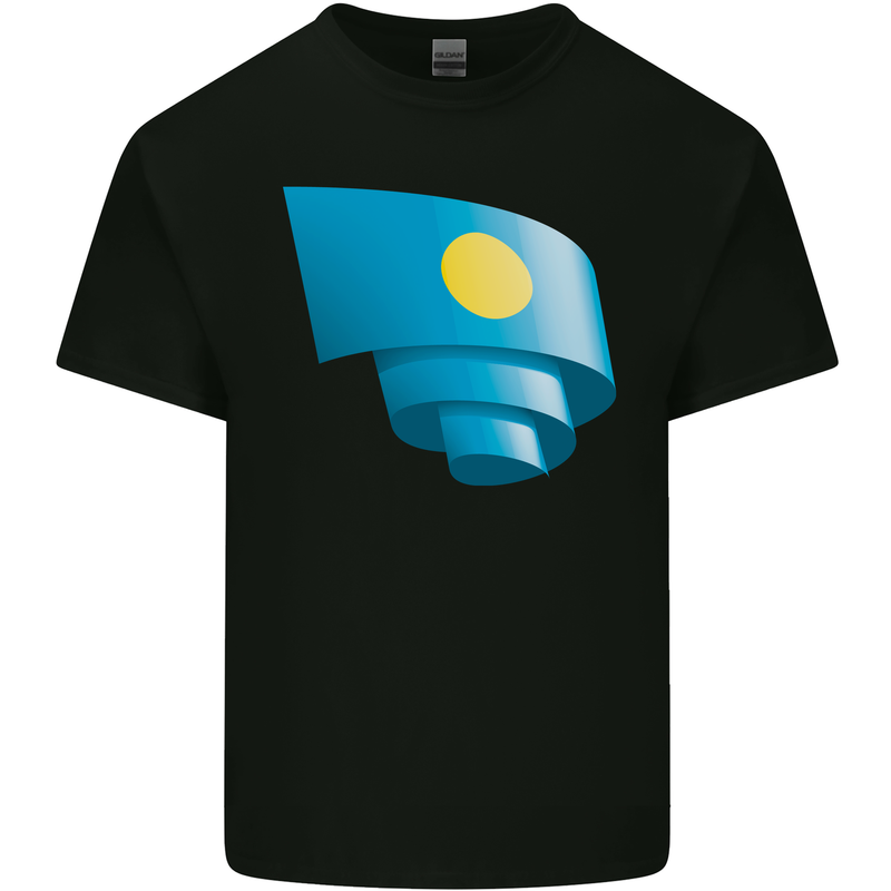 Curled Palau Flag Palauan Day Football Kids T-Shirt Childrens Black