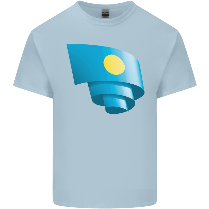 Curled Palau Flag Palauan Day Football Kids T-Shirt Childrens Light Blue