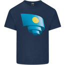 Curled Palau Flag Palauan Day Football Kids T-Shirt Childrens Navy Blue