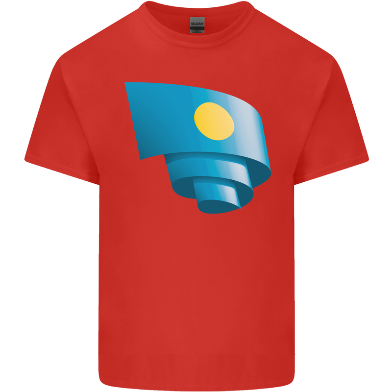 Curled Palau Flag Palauan Day Football Kids T-Shirt Childrens Red