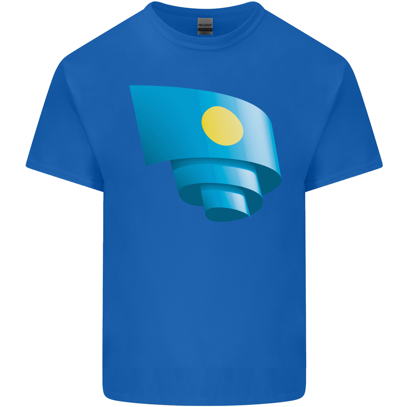 Curled Palau Flag Palauan Day Football Kids T-Shirt Childrens Royal Blue