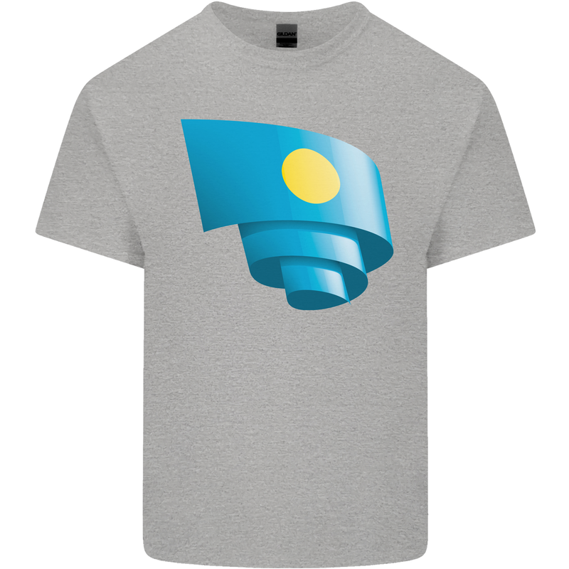 Curled Palau Flag Palauan Day Football Kids T-Shirt Childrens Sports Grey
