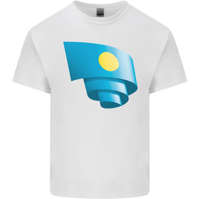 Curled Palau Flag Palauan Day Football Kids T-Shirt Childrens White