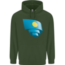Curled Palau Flag Palauan Day Football Mens 80% Cotton Hoodie Forest Green