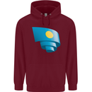 Curled Palau Flag Palauan Day Football Mens 80% Cotton Hoodie Maroon