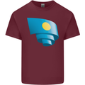 Curled Palau Flag Palauan Day Football Mens Cotton T-Shirt Tee Top Maroon