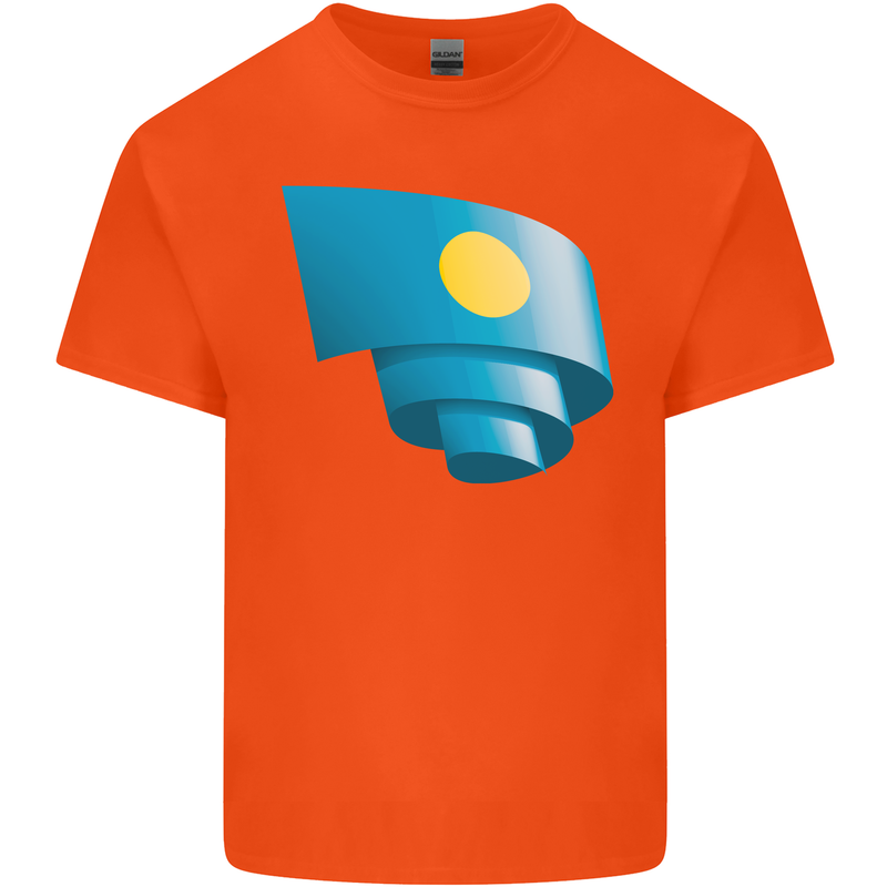 Curled Palau Flag Palauan Day Football Mens Cotton T-Shirt Tee Top Orange