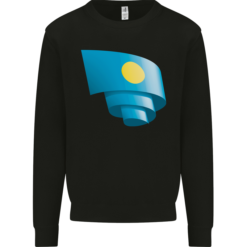 Curled Palau Flag Palauan Day Football Mens Sweatshirt Jumper Black