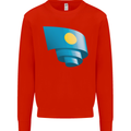 Curled Palau Flag Palauan Day Football Mens Sweatshirt Jumper Bright Red