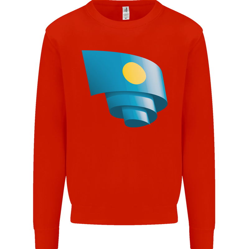 Curled Palau Flag Palauan Day Football Mens Sweatshirt Jumper Bright Red